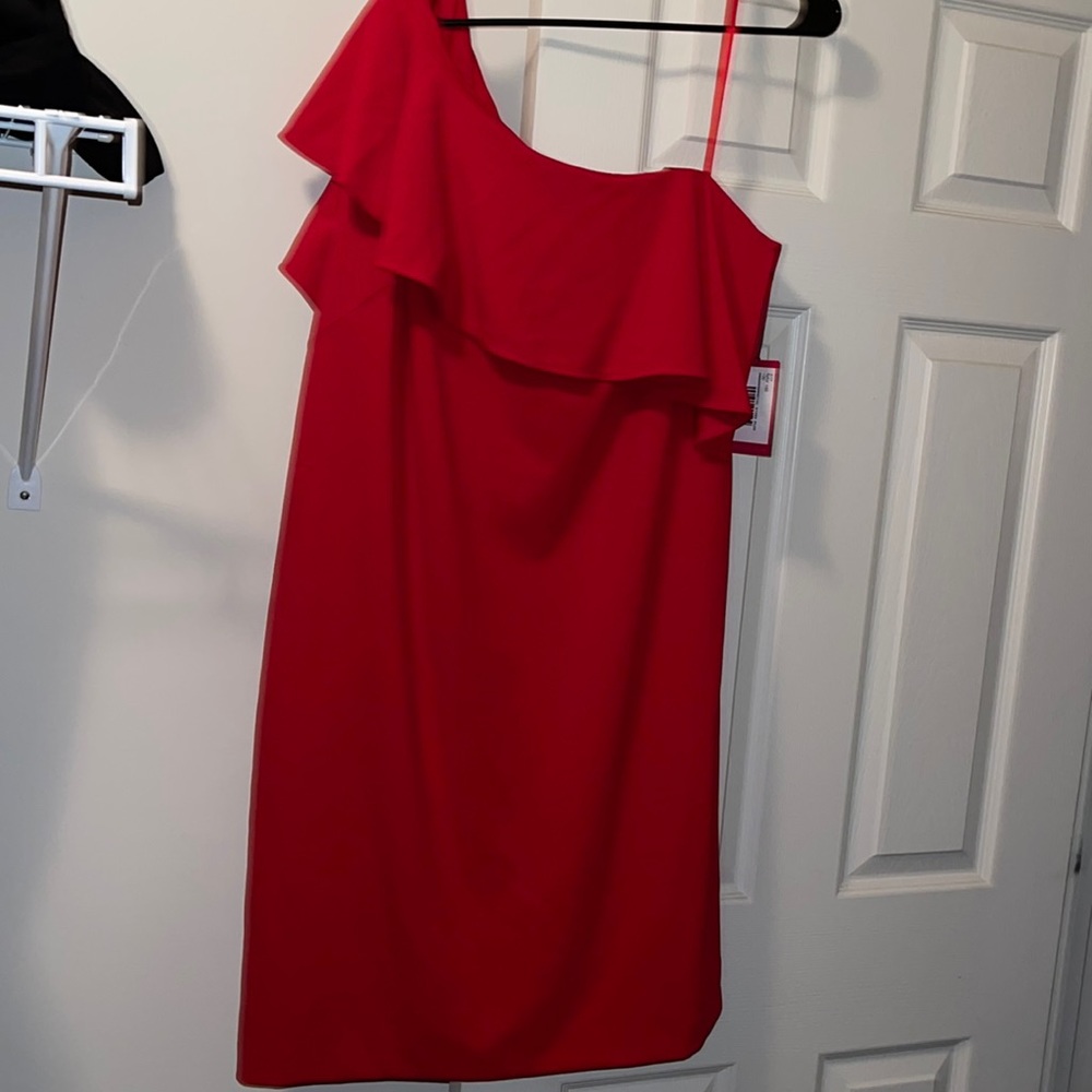 One shoulder red mini dress, size 18
